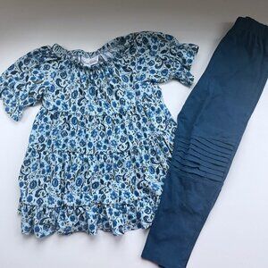 Girls Blue Floral Two-Piece Outfit Size 6